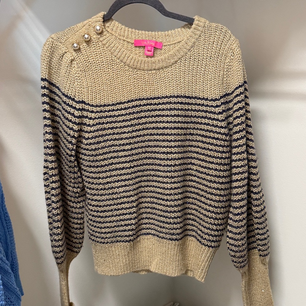 Lilly Pulitzer Striped Knit Sweater with Button Detail